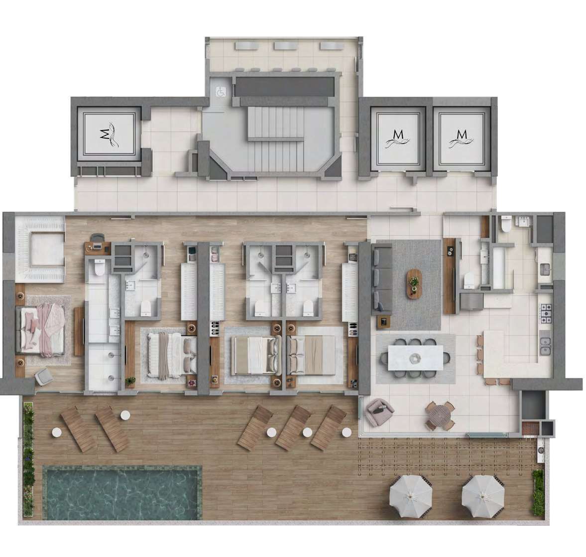 Planta 08 - 4 dorm 268 21m² - garden