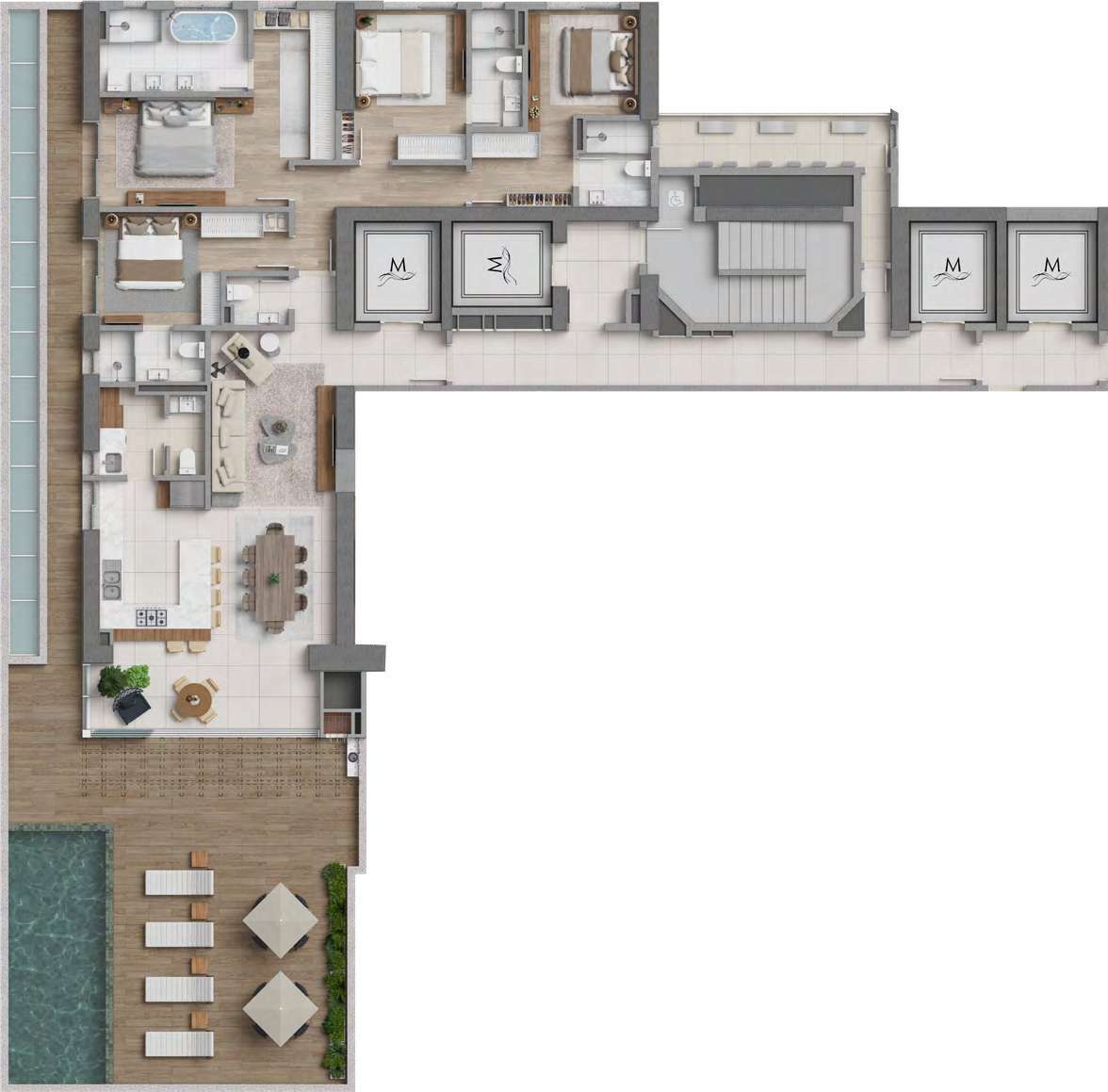 Planta 09 - 4 dorm 283 56m² - garden