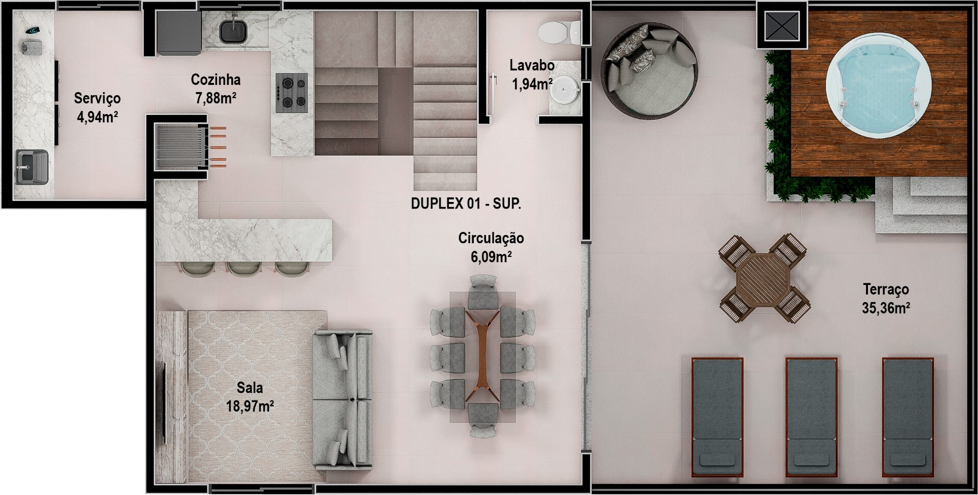 Planta 08 - 3 dorm 169 93m² - cobertura duplex - superior