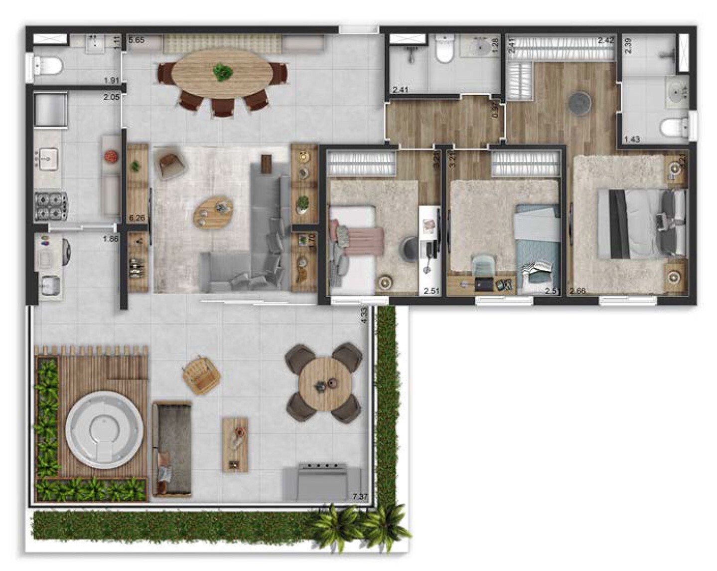 Planta 06 - 3 dorm 136m²