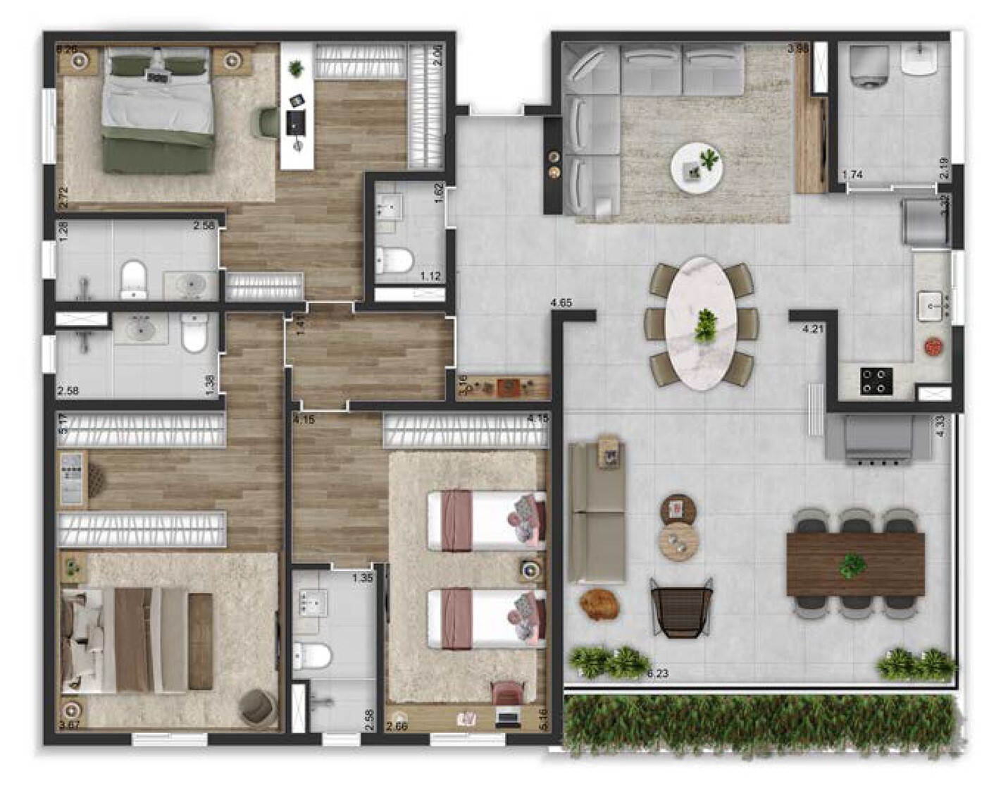 Planta 10 - 3 dorm 167m²
