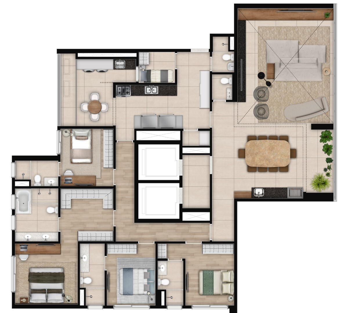 Planta 02 - 4 dorm 220m²