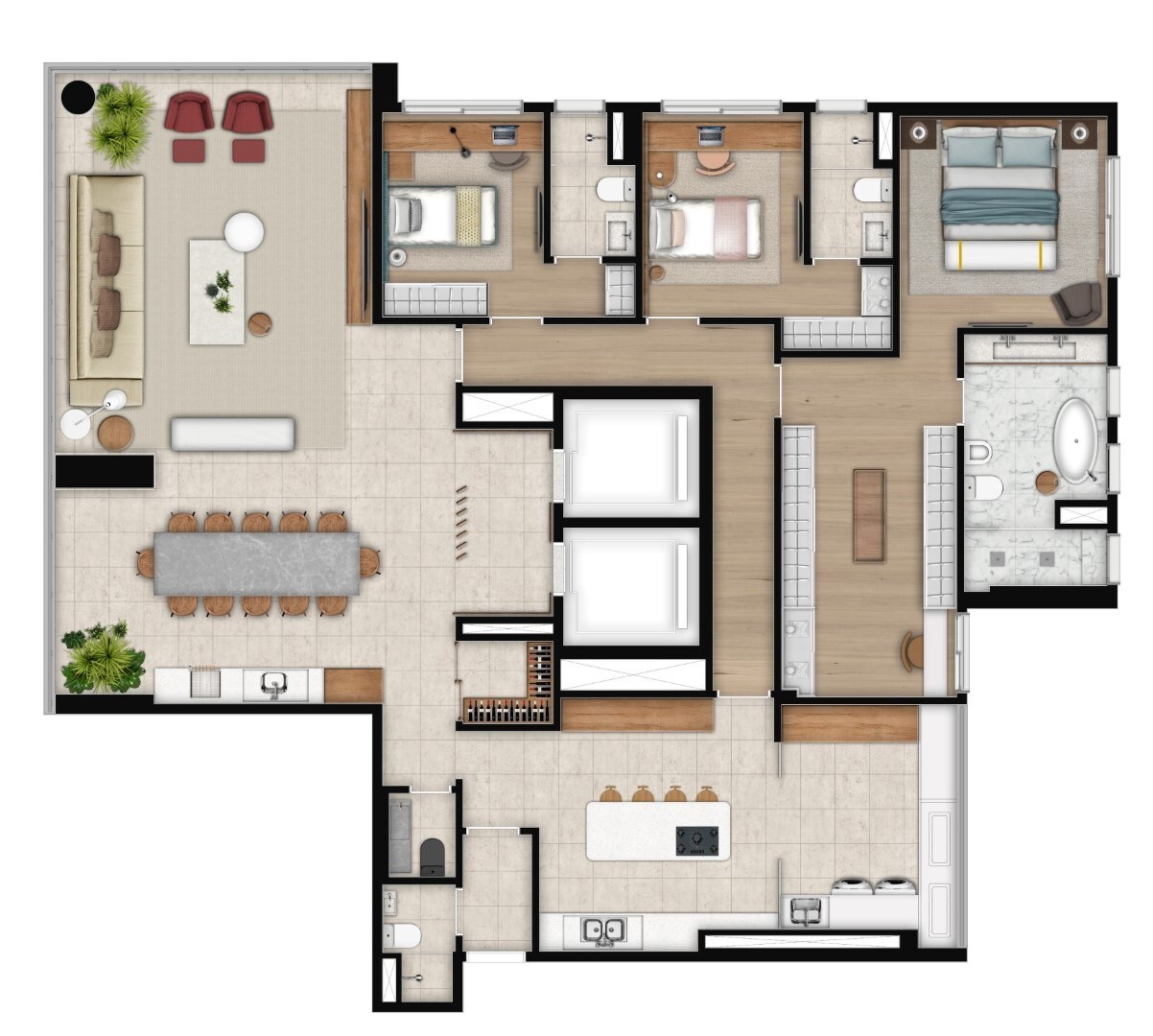 Planta 03 - 3 dorm 220m² - opção