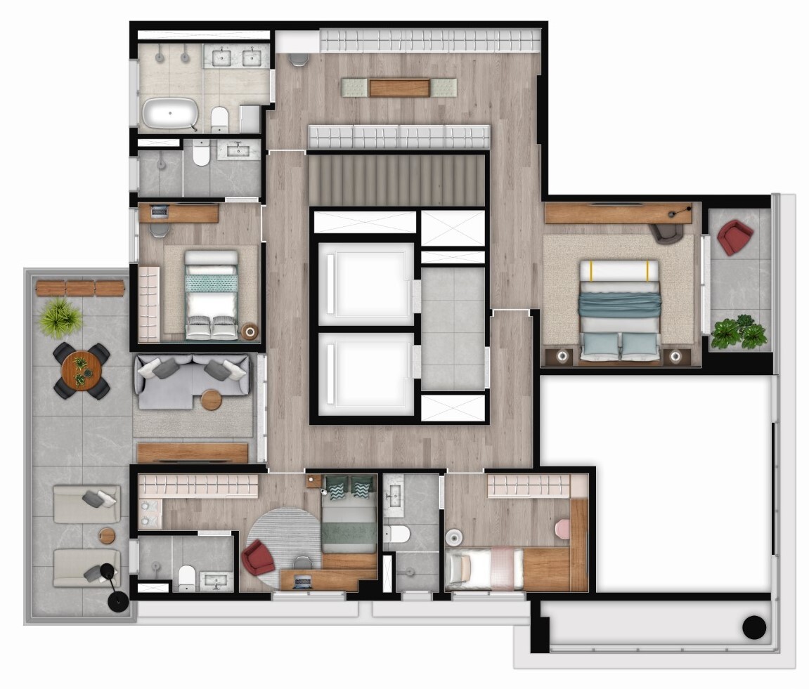 Planta 04 - 4 dorm 402m² - cobertura duplex - inferior