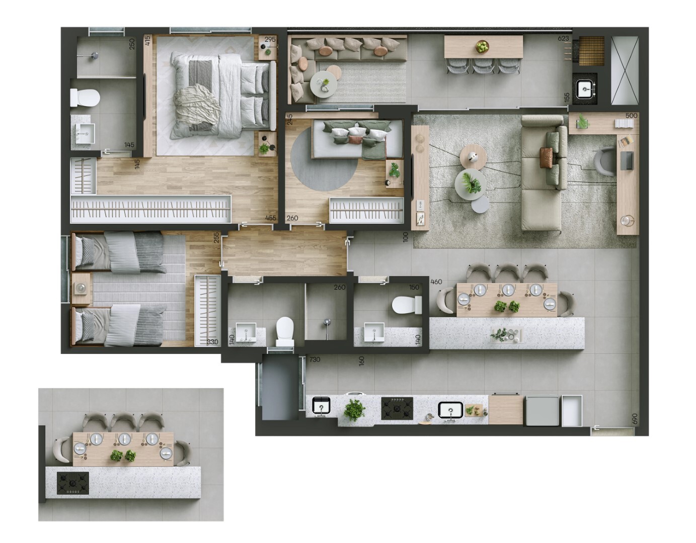 Planta 05 - 3 dorm 106m²