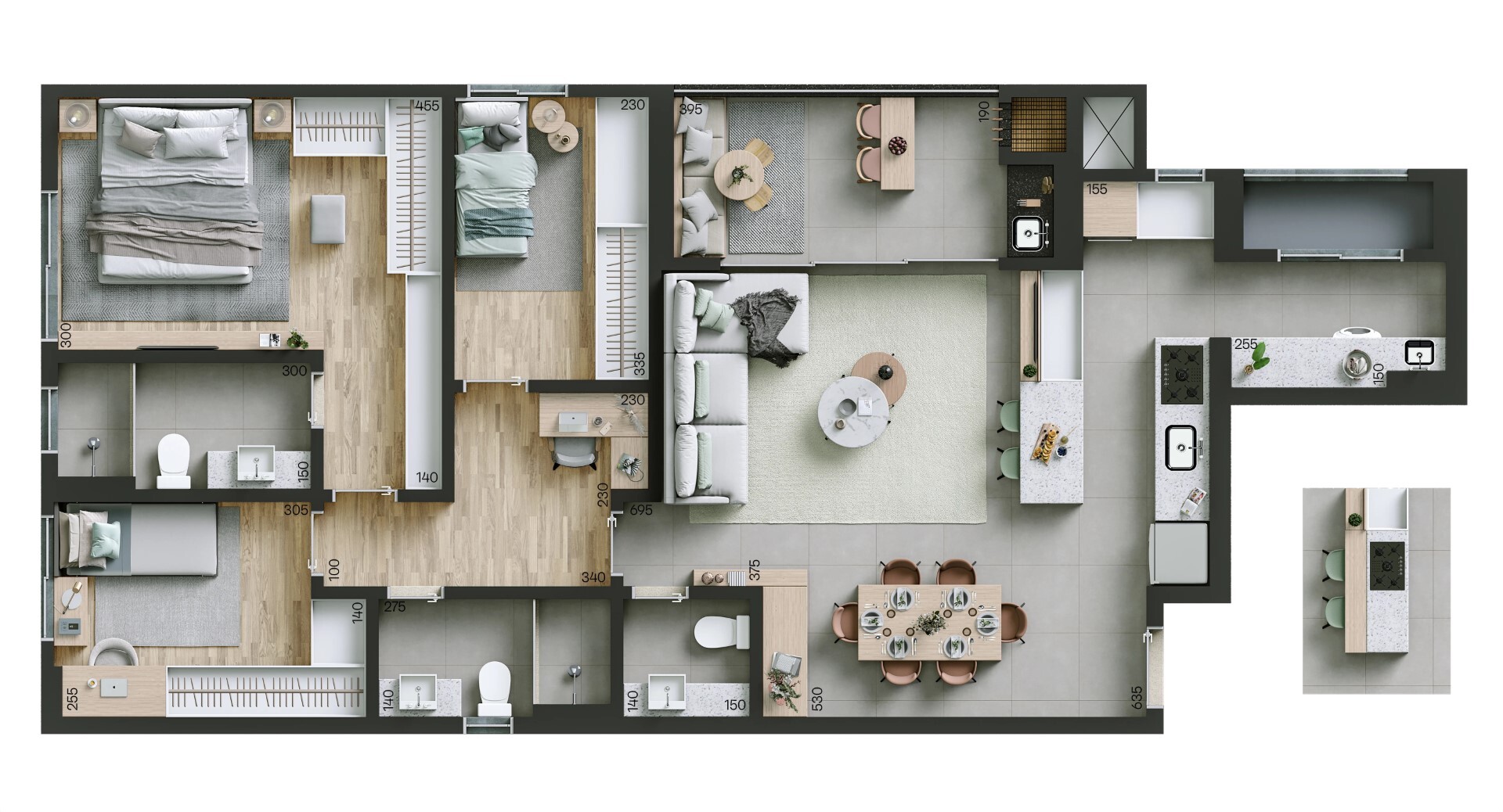 Planta 07 - 3 dorm 113m²