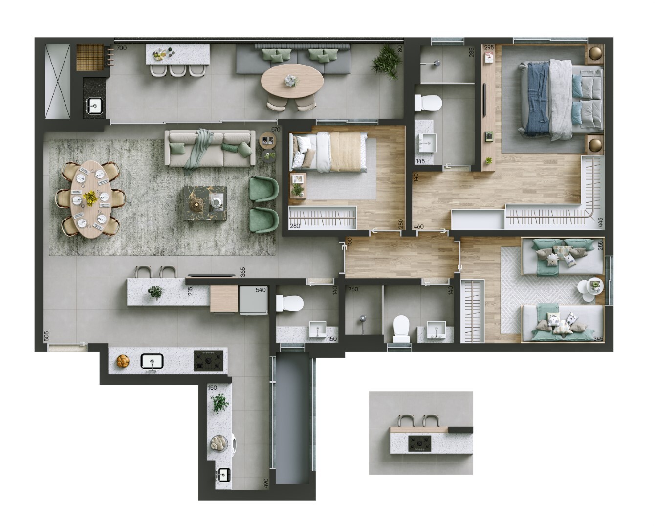 Planta 08 - 3 dorm 113m²