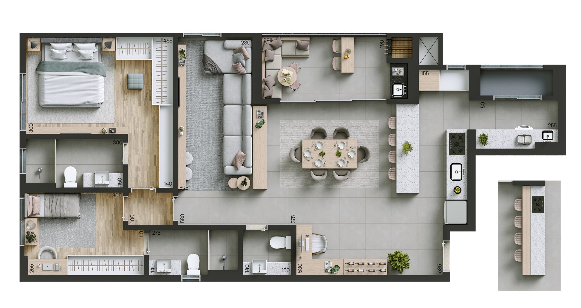 Planta 09 - 2 dorm 113m² - opção 1