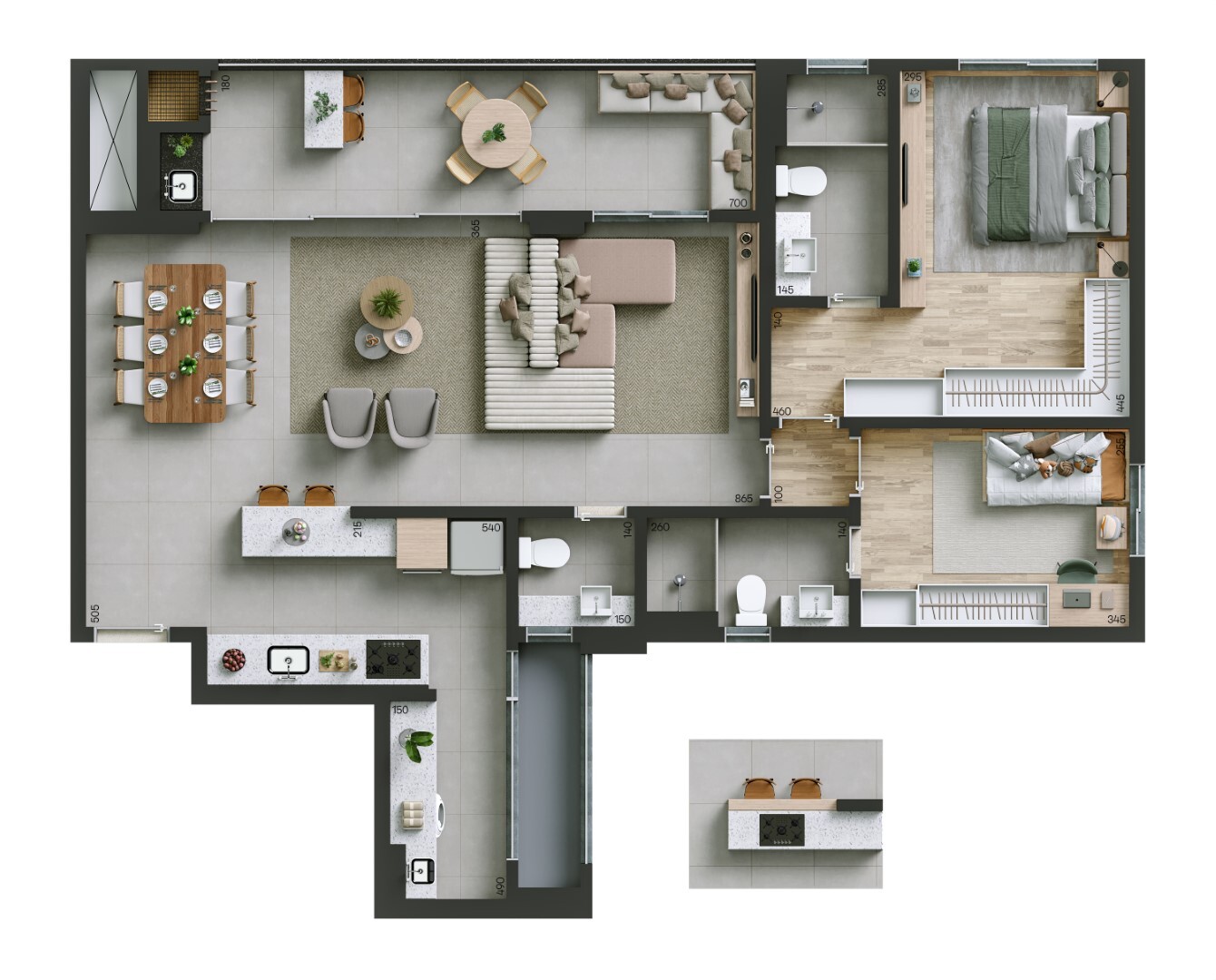 Planta 10 - 2 dorm 113m² - opção 2