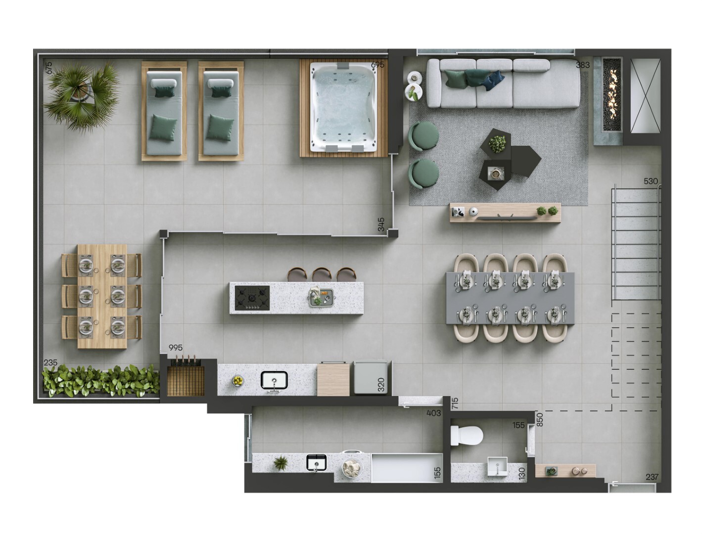 Planta 15 - 3 dorm 235m² - cobertura duplex - inferior