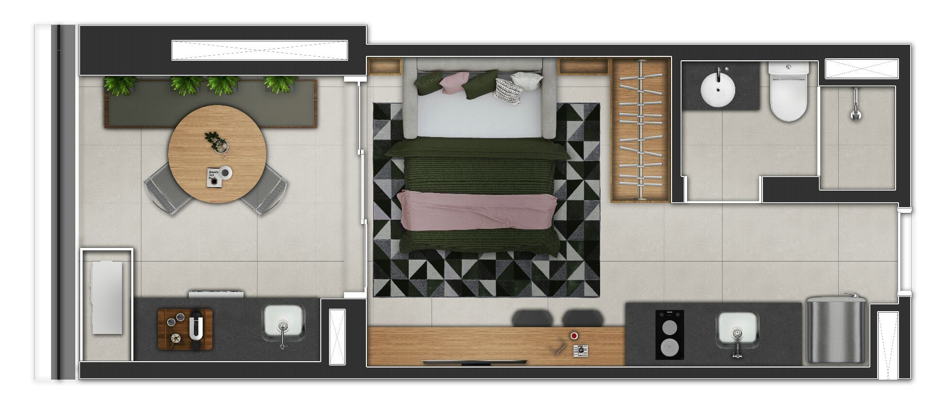 Planta 01 - 1 dorm 29 32m² - studio