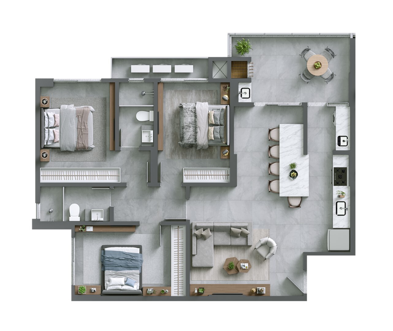 Planta 04 - 3 dorm 103m²