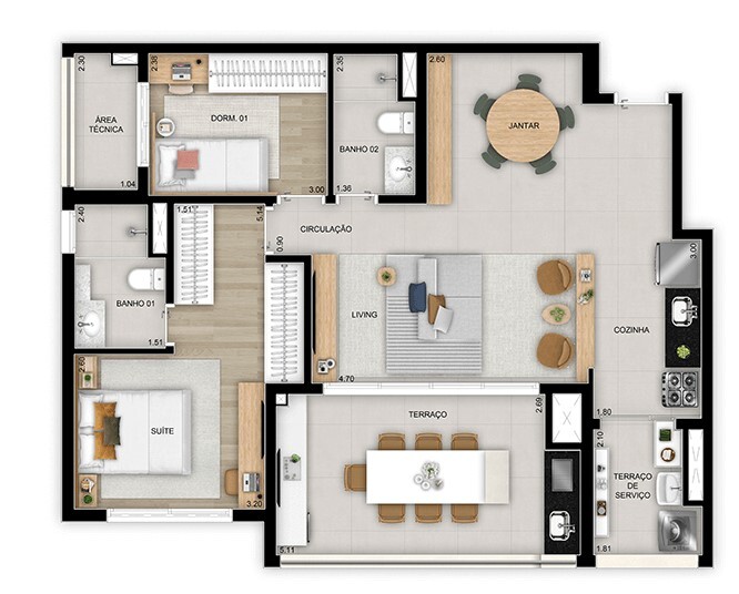 Planta 04 - 2 dorm 89m² - opção