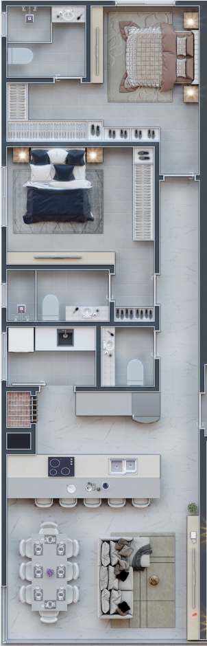 Planta 01 - 2 dorm 83 26m²