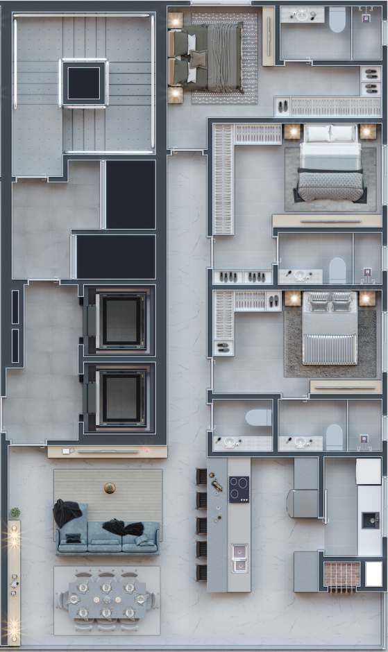 Planta 02 - 3 dorm 118 52m²
