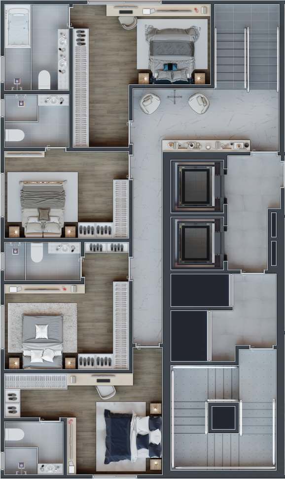 Planta 05 - 4 dorm 237 04m² - cobertura duplex - inferior