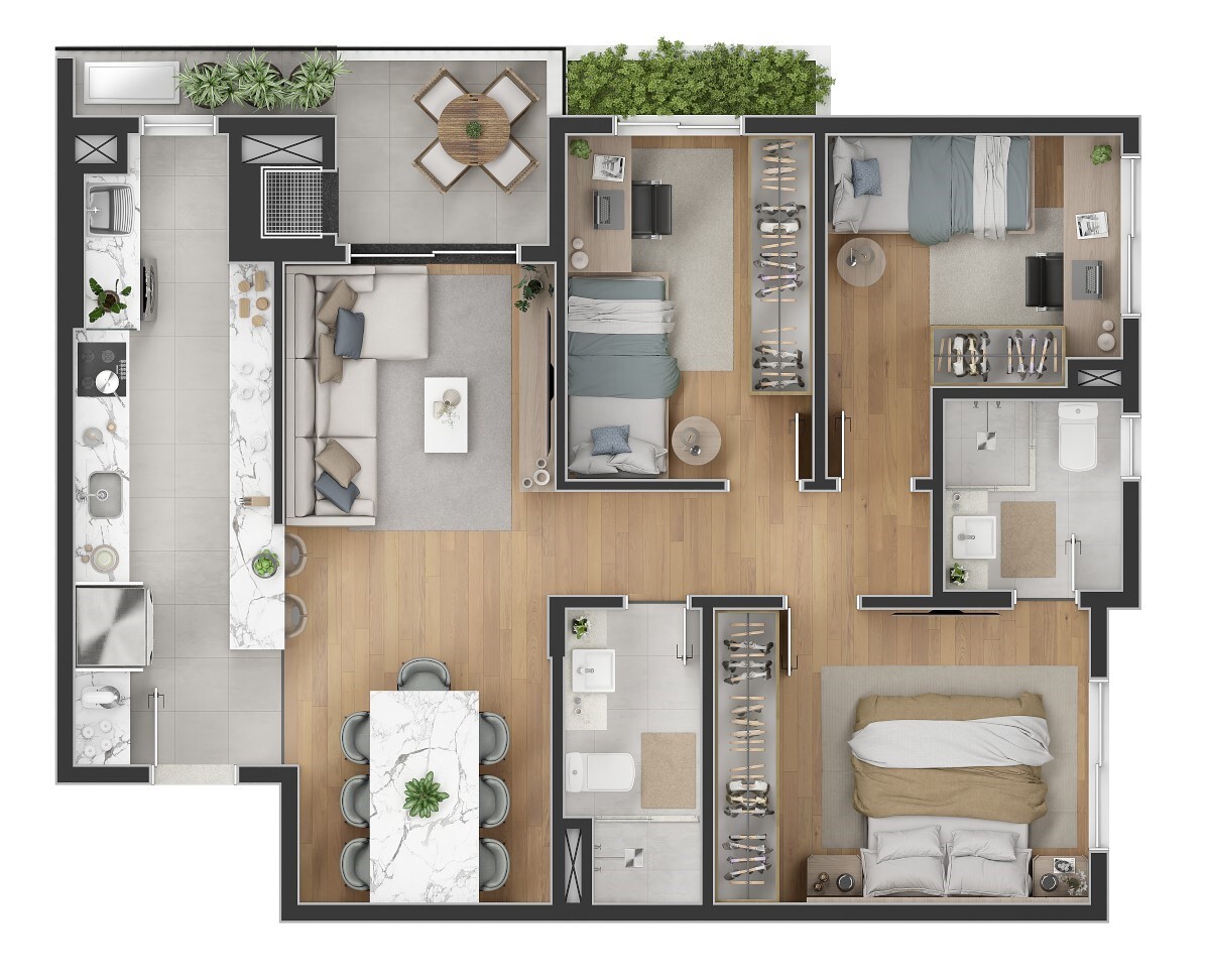 Planta 06 - 3 dorm 74 26m²