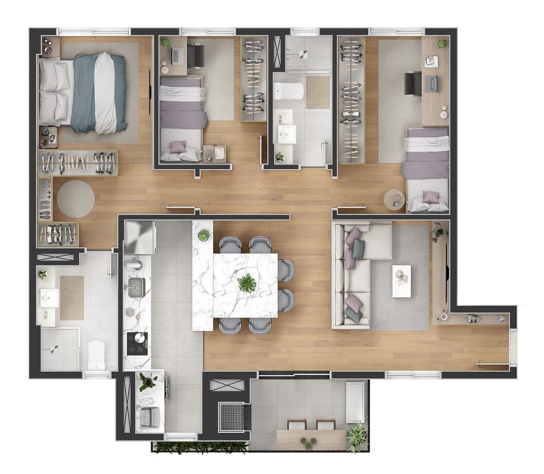 Planta 08 - 3 dorm 80 56m²