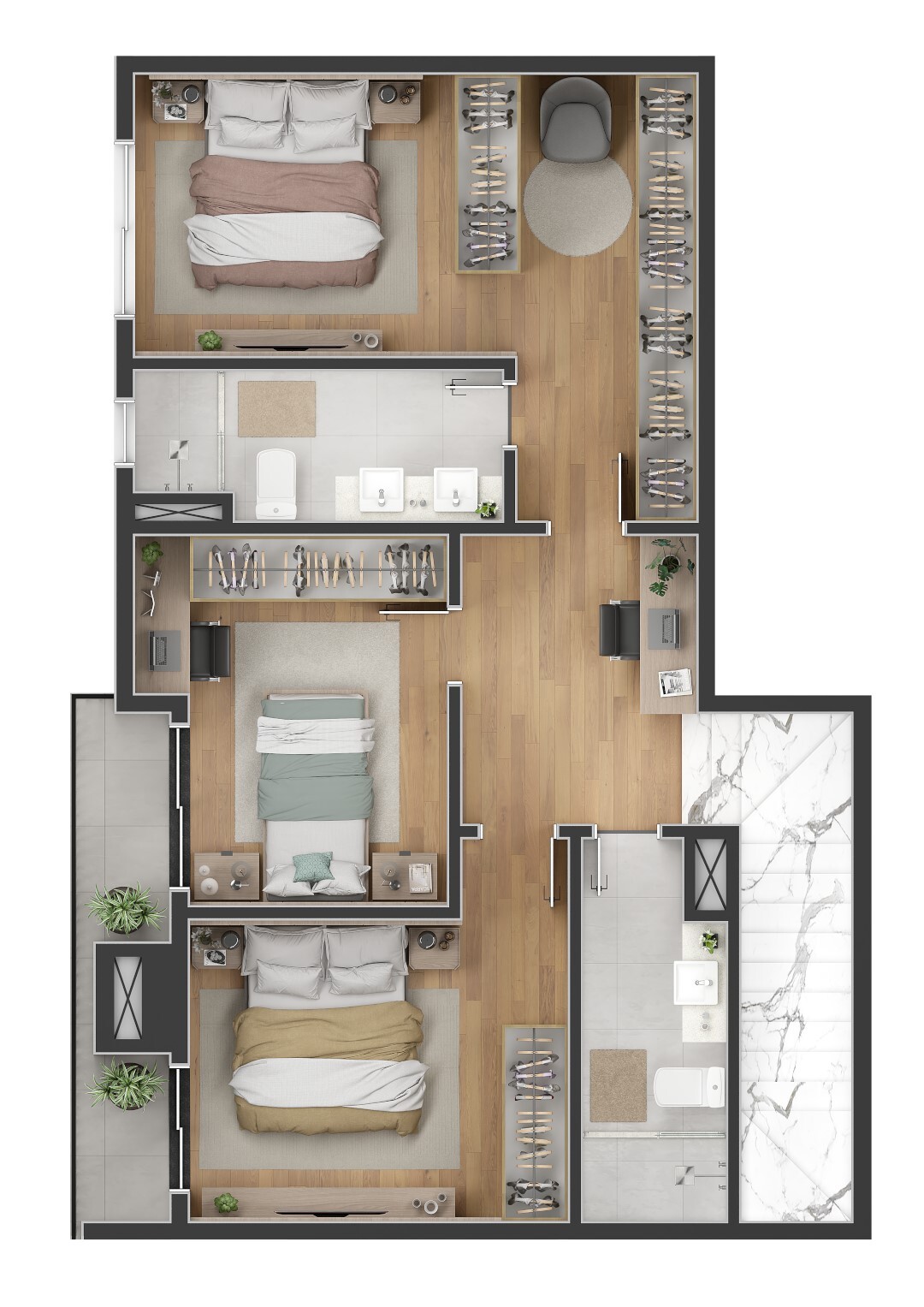 Planta 15 - 3 dorm 134 07m² - cobertura duplex - inferior