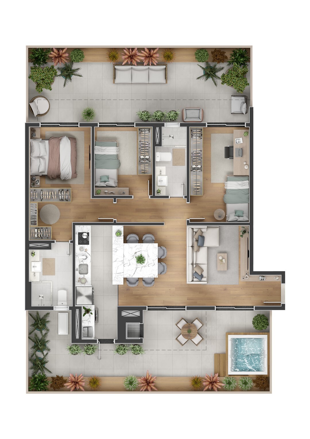 Planta 17 - 3 dorm 137 10m² - garden