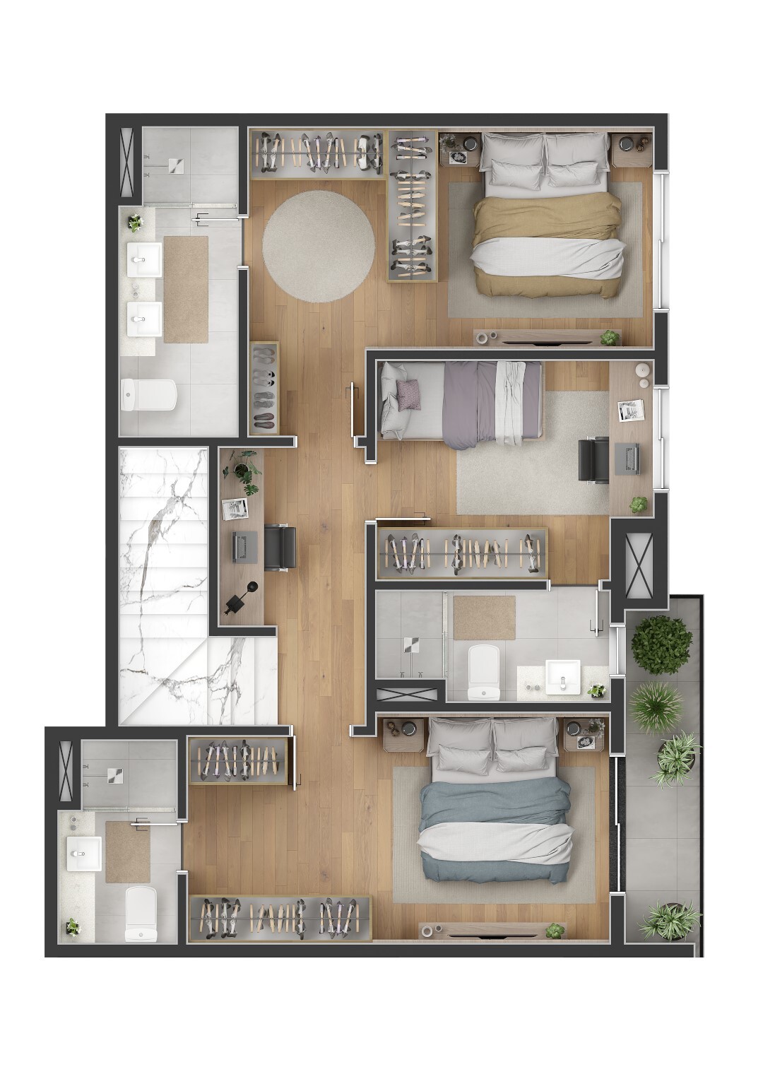 Planta 18 - 3 dorm 146 66m² - cobertura duplex - inferior