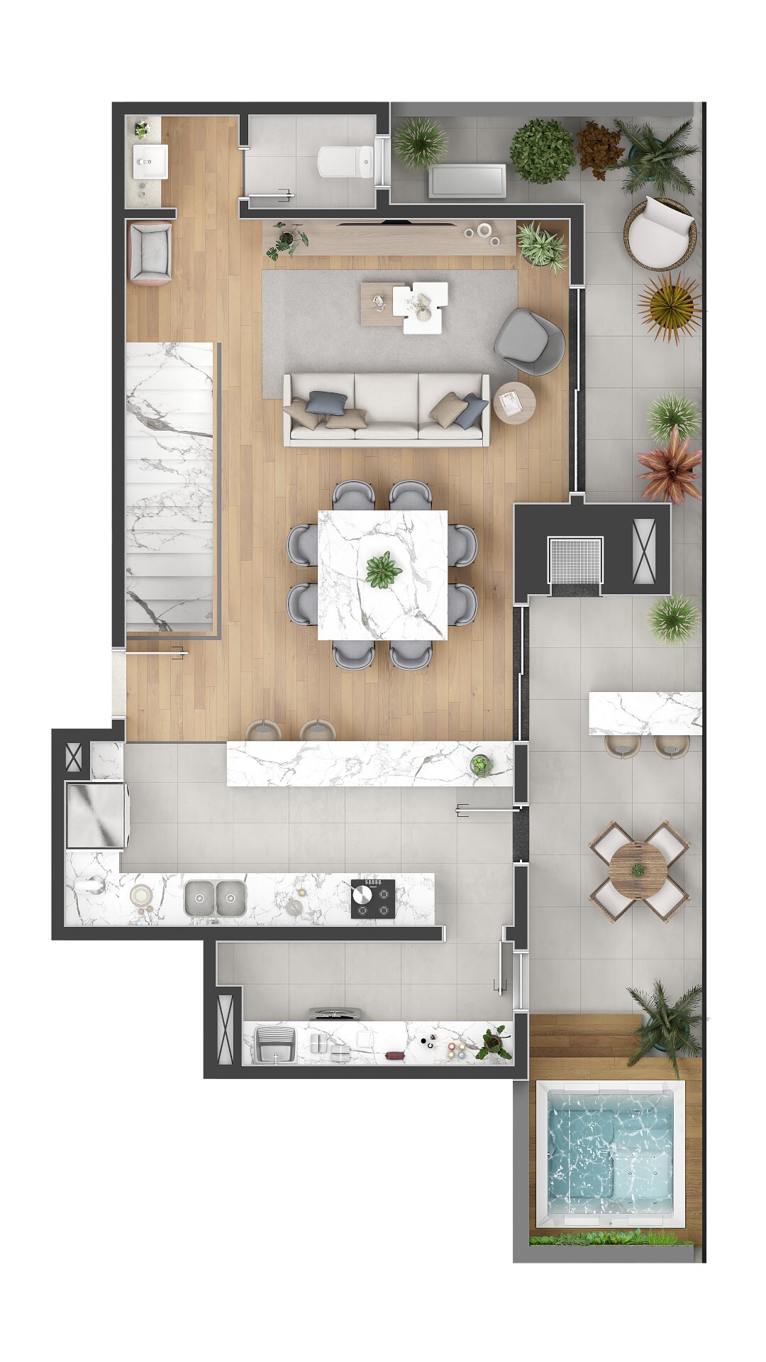 Planta 19 - 3 dorm 146 66m² - cobertura duplex - superior