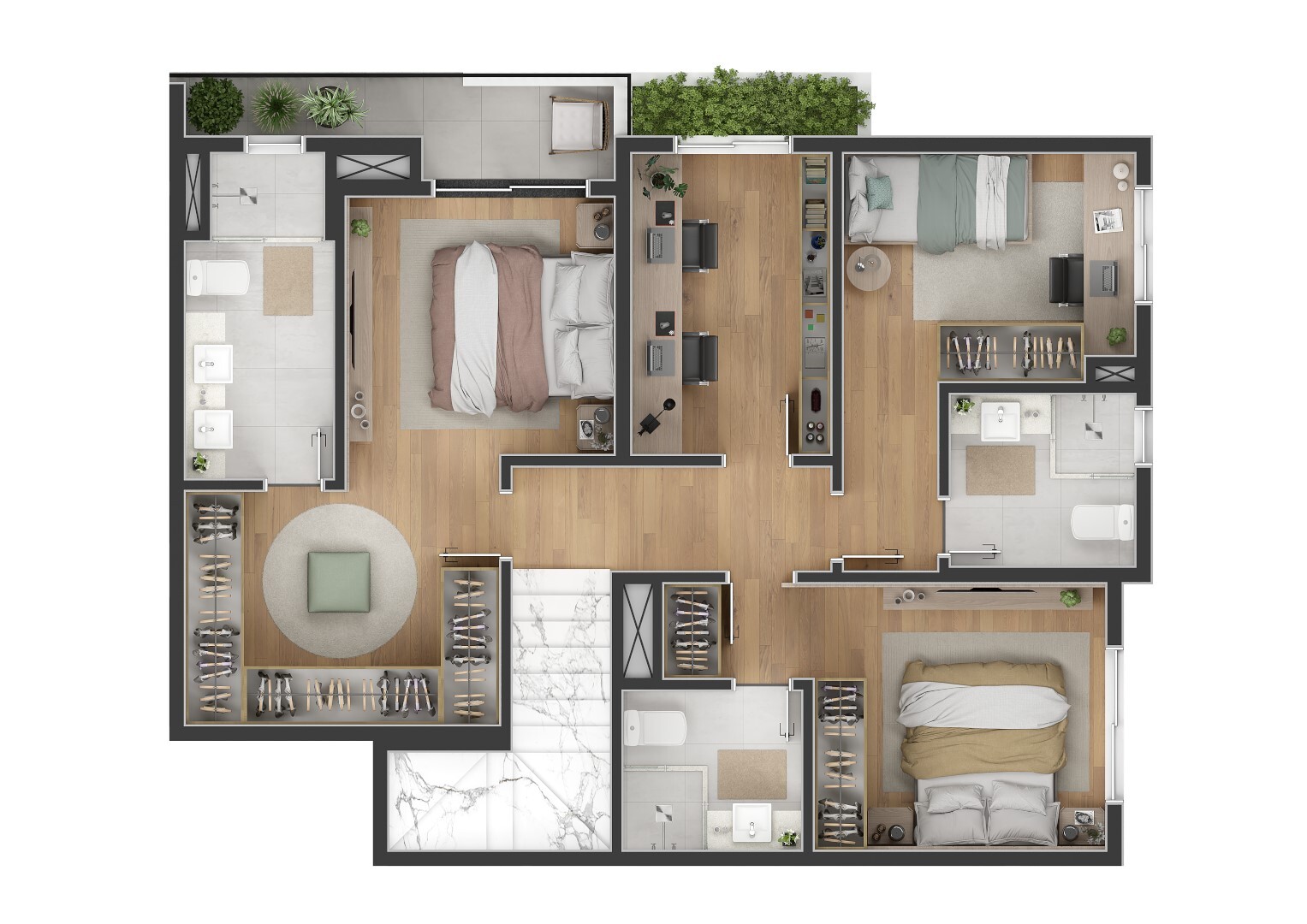 Planta 22 - 3 dorm 159 74m² - cobertura duplex - inferior