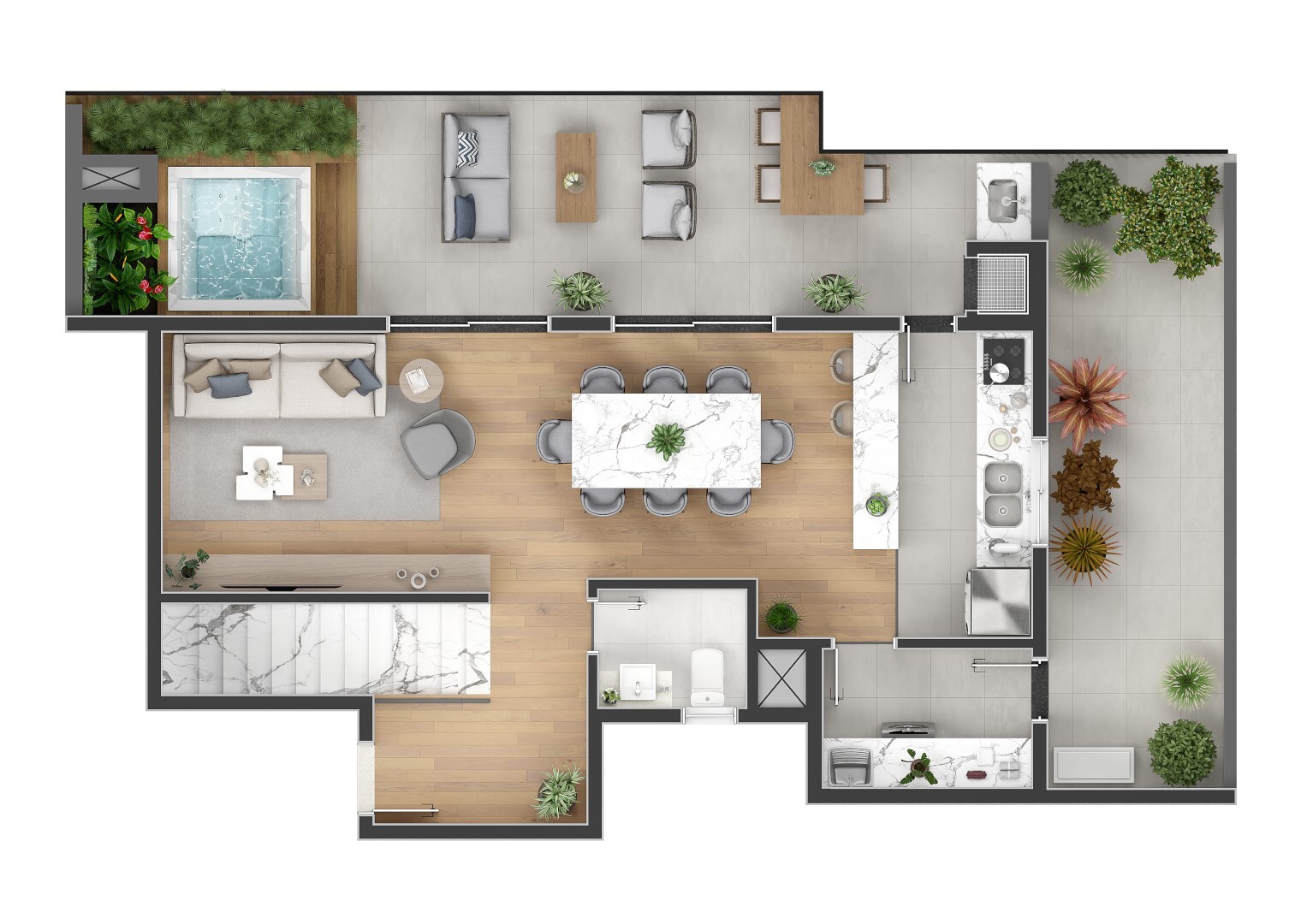 Planta 25 - 3 dorm 163 75m² - cobertura duplex - superior