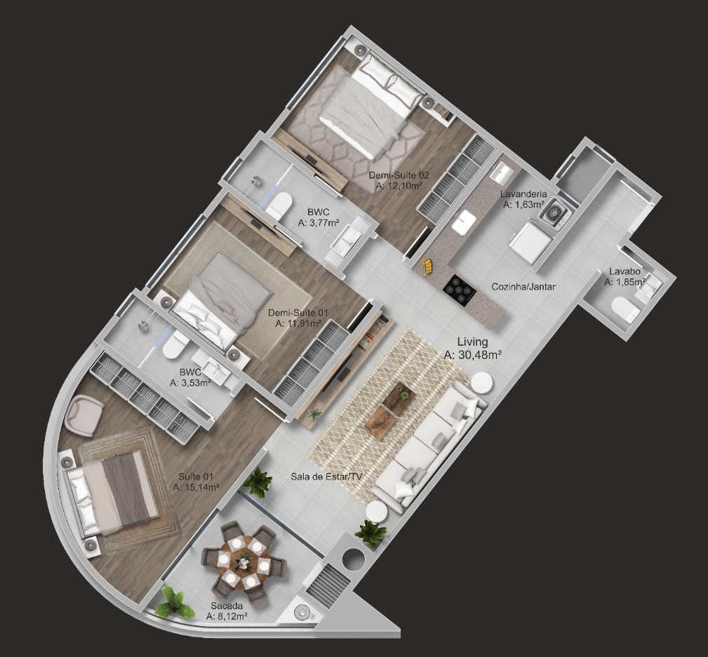 Planta 06 - 3 dorm 100 29m²