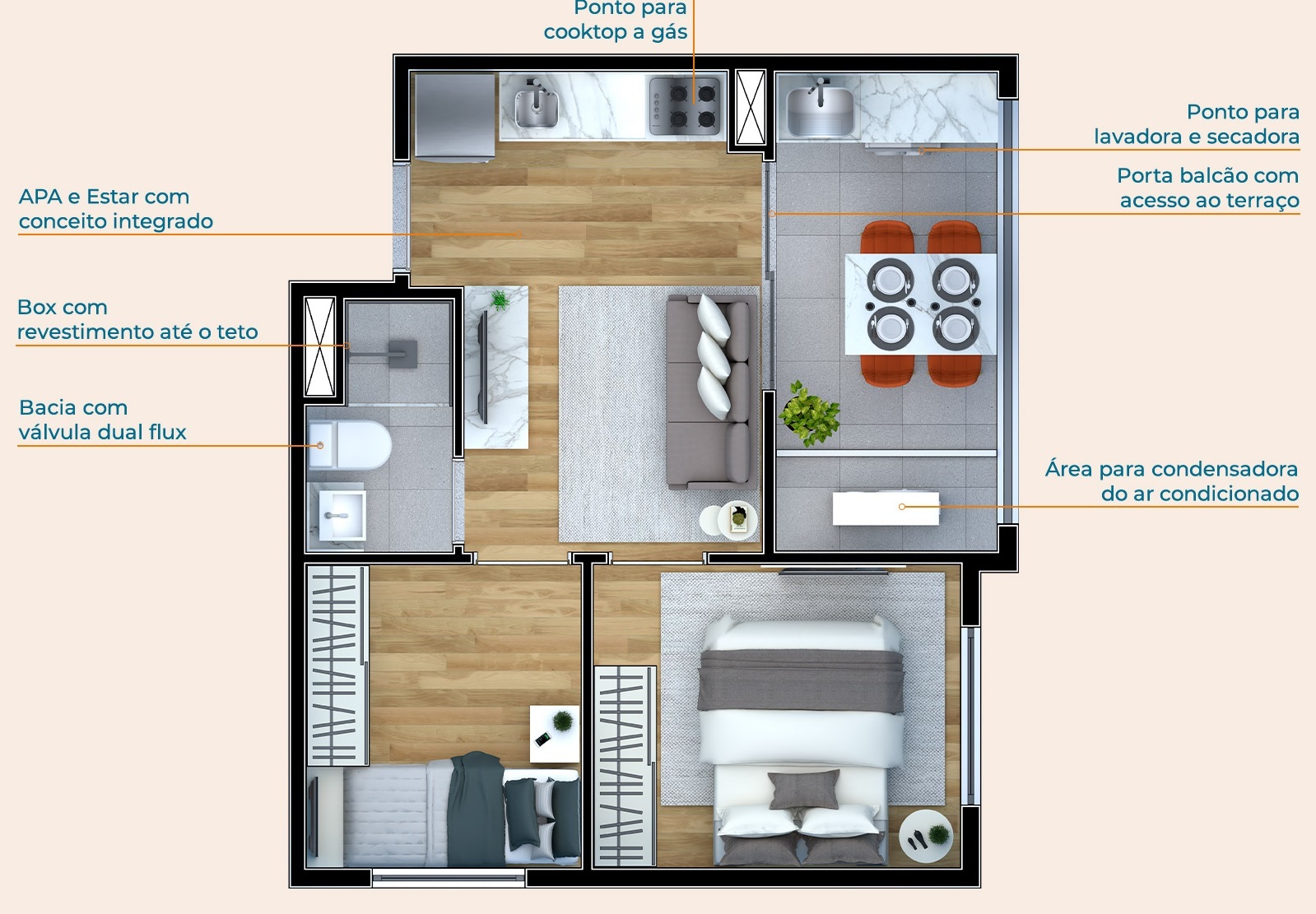Planta 04 - 2 dorm 35m²