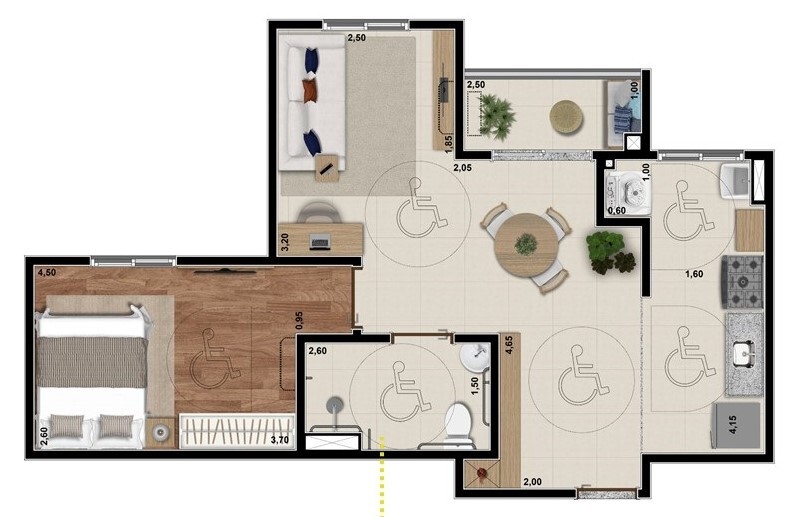 Planta 02 - 1 dorm 51 18m²