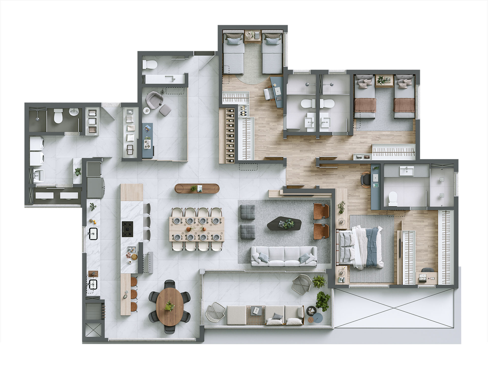 Planta 02 - 3 dorm 193m² - opção 1