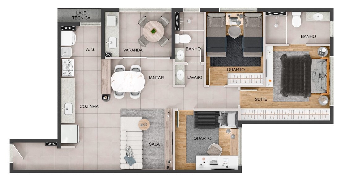 Planta 04 - 3 dorm 74 32m²