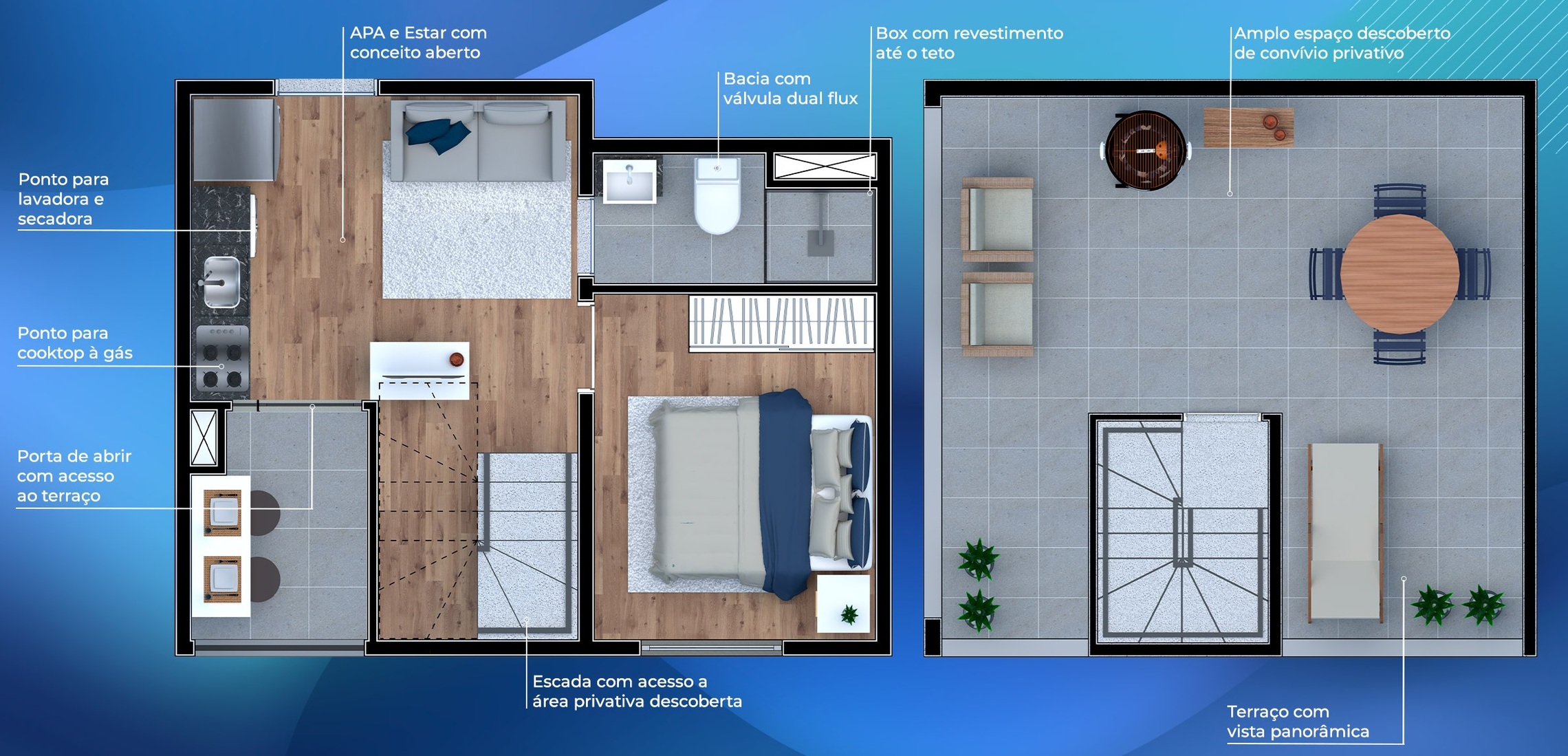 Planta 04 - 1 dorm 63m² - cobertura duplex
