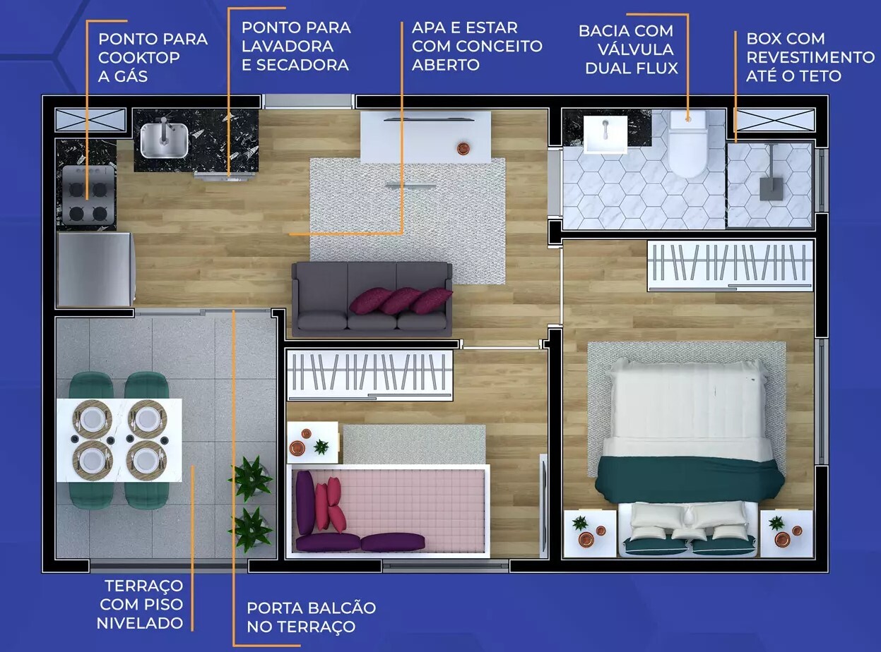 Planta 04 - 2 dorm 34m²