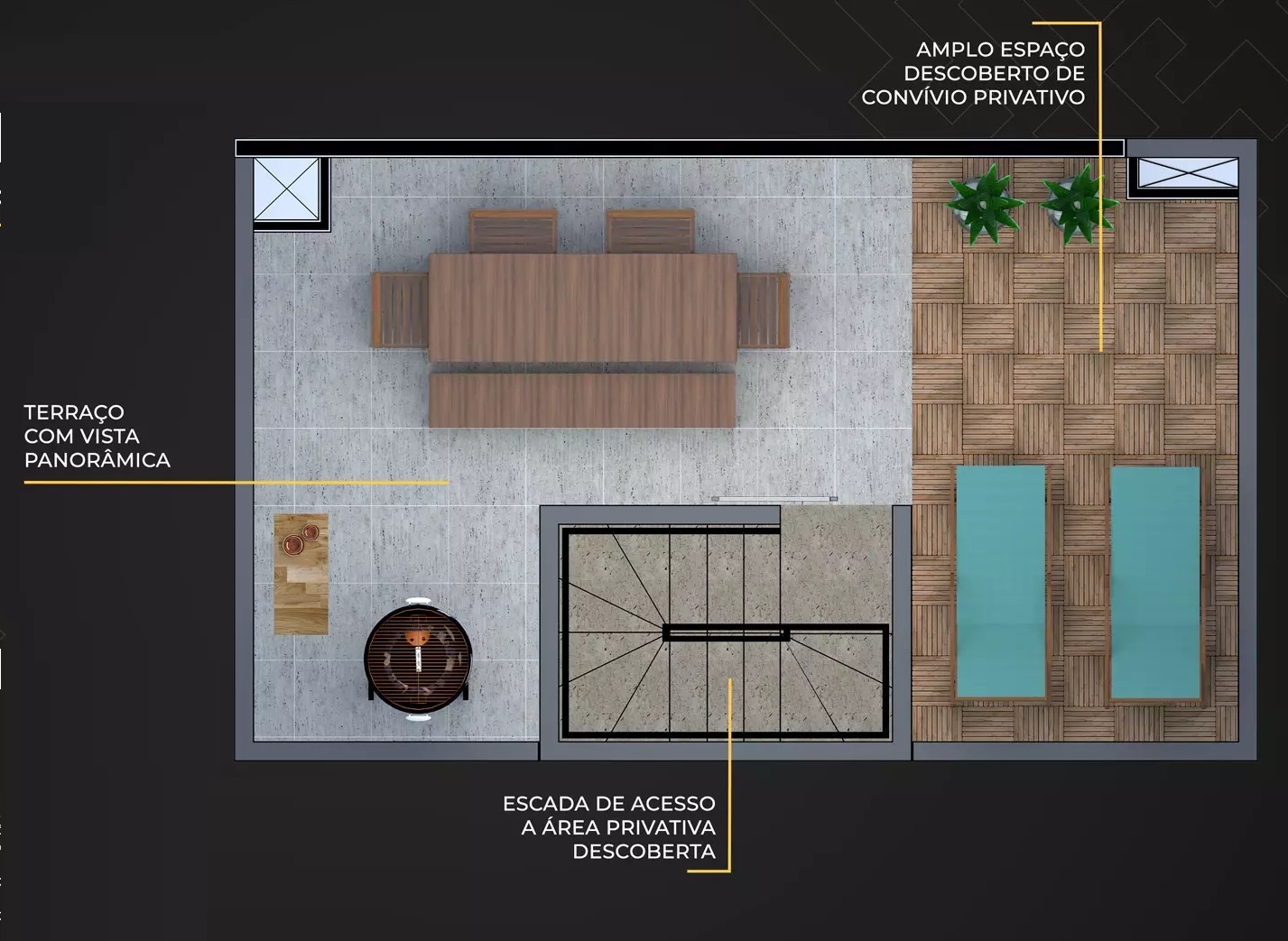 Planta 06 - 1 dorm 51m² - cobertura duplex - superior