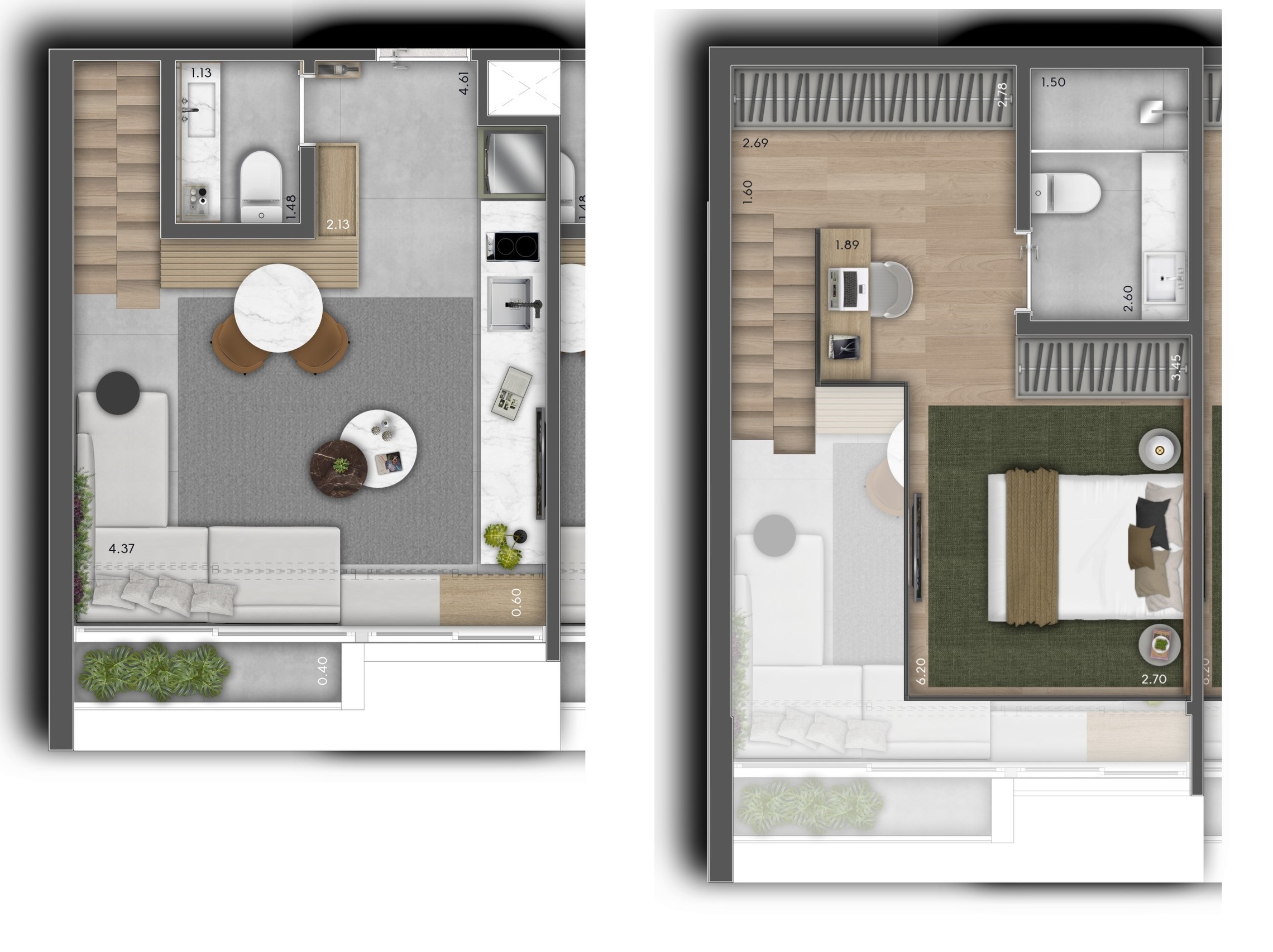 Planta 04 - 1 dorm 48m² - duplex