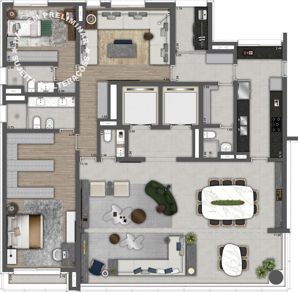Planta 02 - 2 dorm 240m² - opção