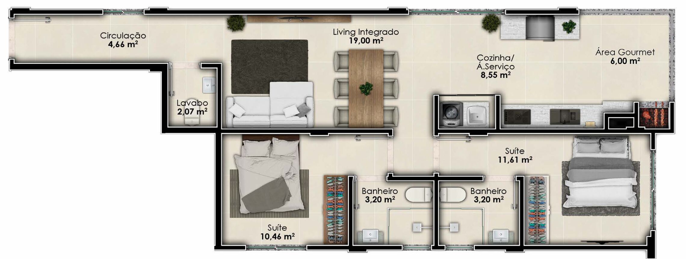 Planta 04 - 2 dorm 80m²