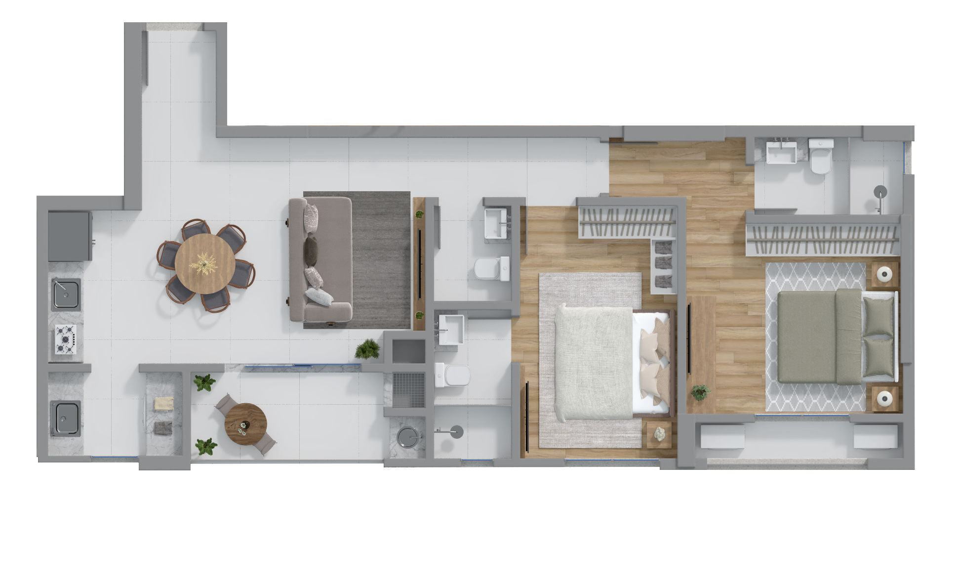 Planta 01 - 2 dorm 83 20m²