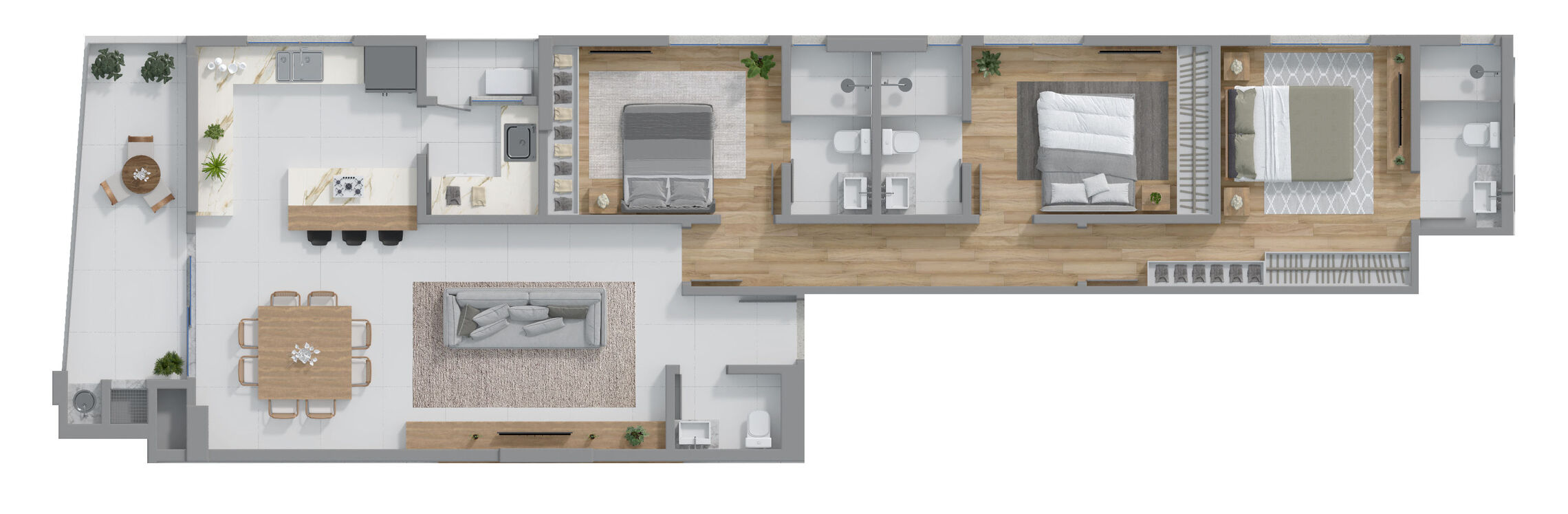 Planta 03 - 3 dorm 123 79m²