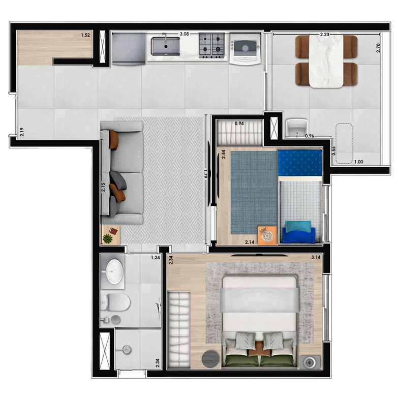 Planta 05 - 2 dorm 42m²