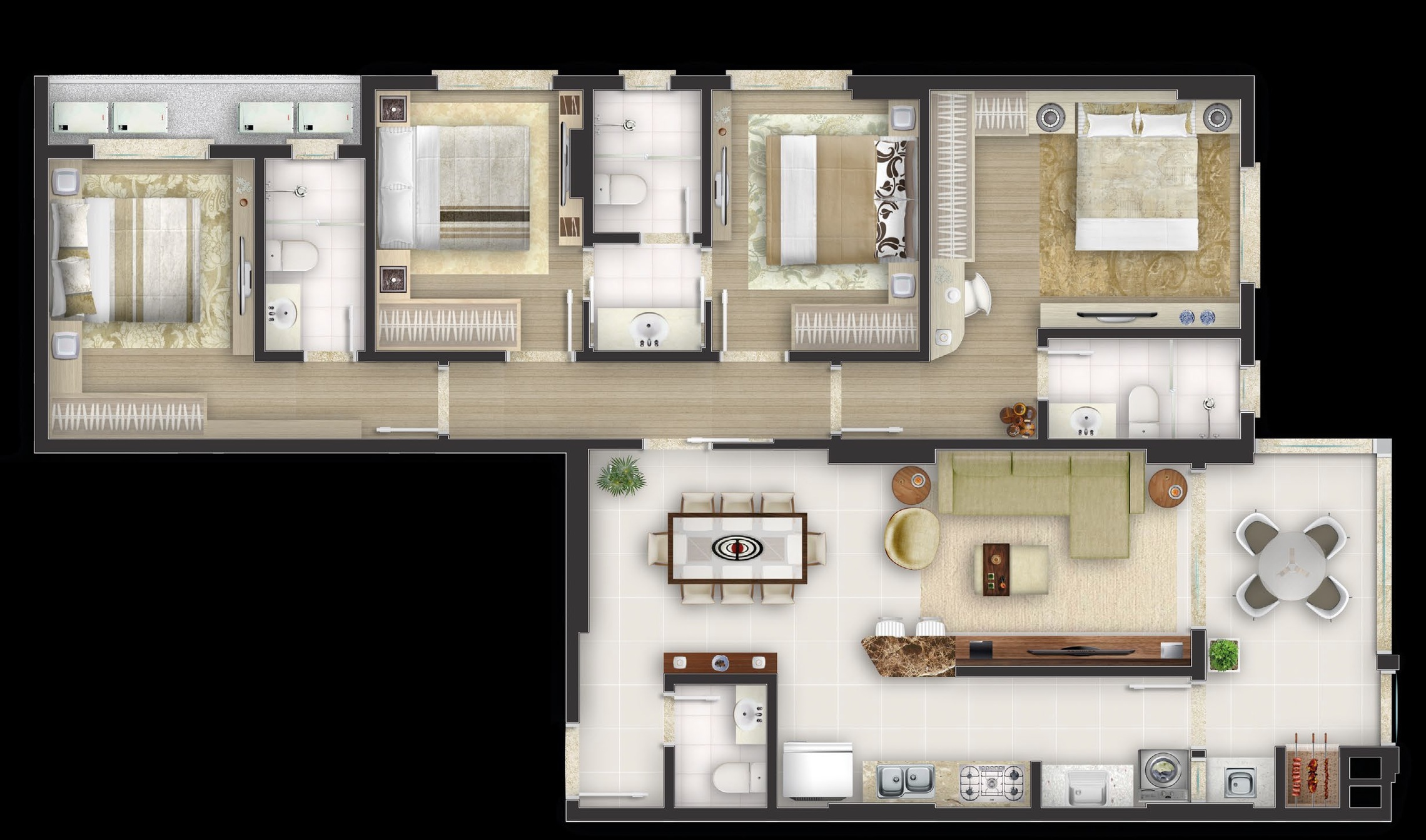 Planta 04 - 4 dorm 127 92m²