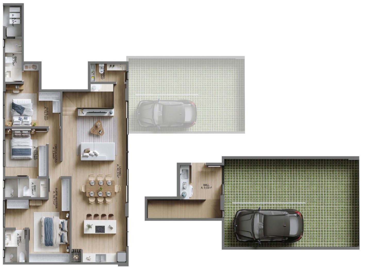 Planta 04 - 3 dorm 174 78m² - garden