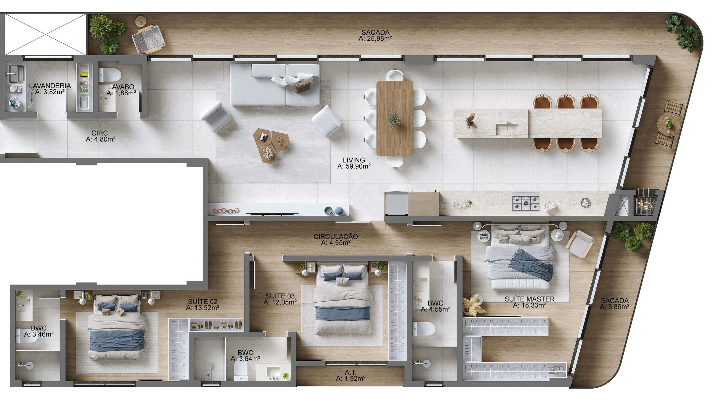 Planta 05 - 3 dorm 184 39m²