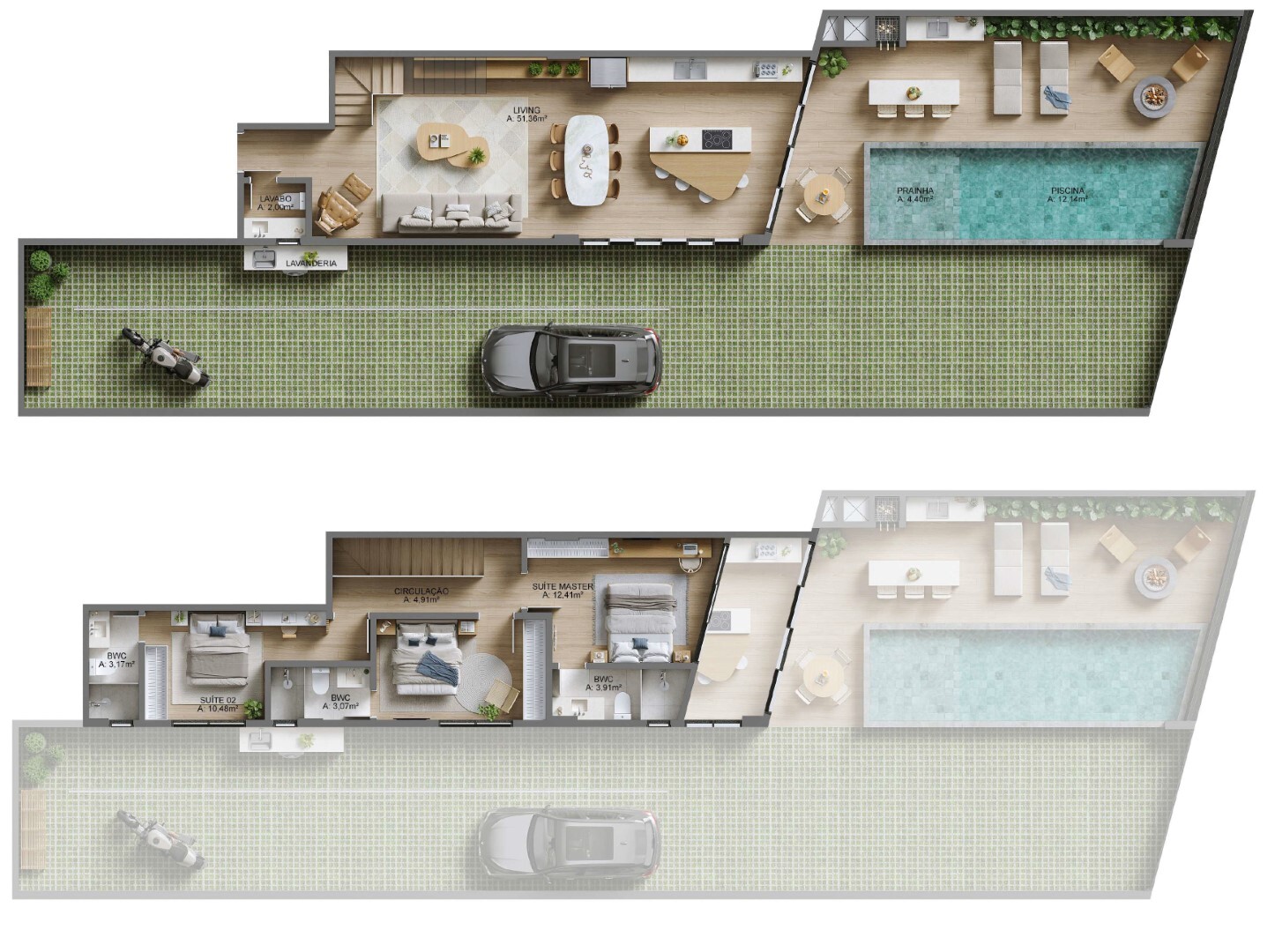 Planta 07 - 3 dorm 278 76m² - garden