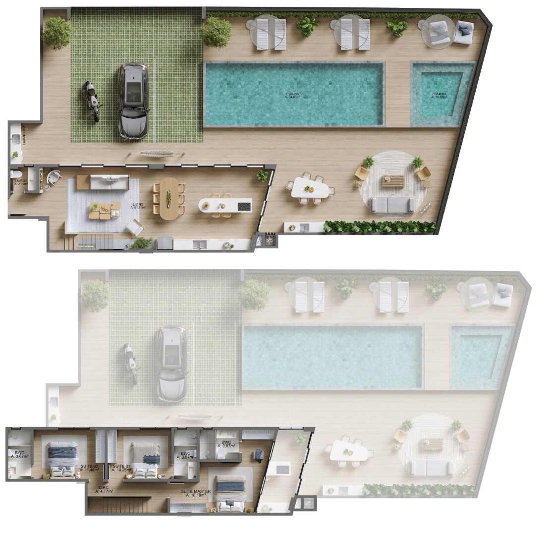 Planta 11 - 3 dorm 408 26m² - garden