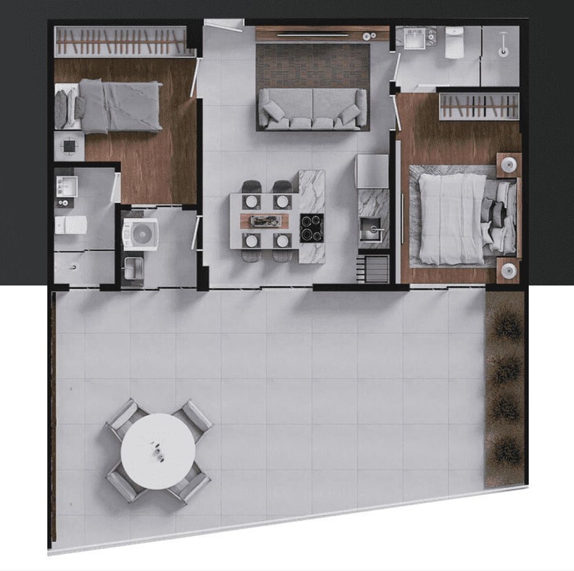 Planta 06 - 2 dorm 117 90m² - garden
