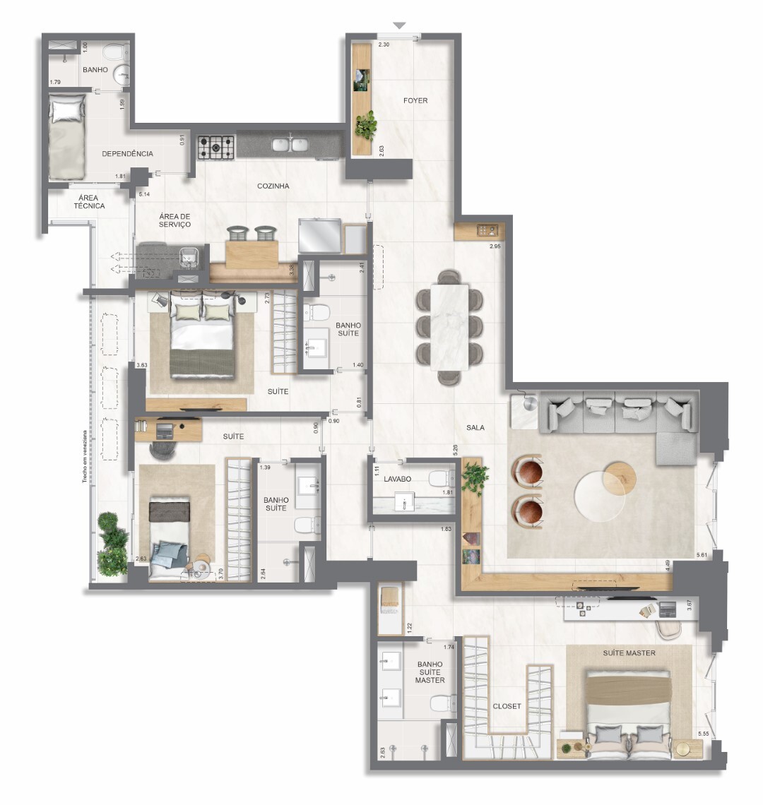 Planta 09 - 3 dorm 159 08m²