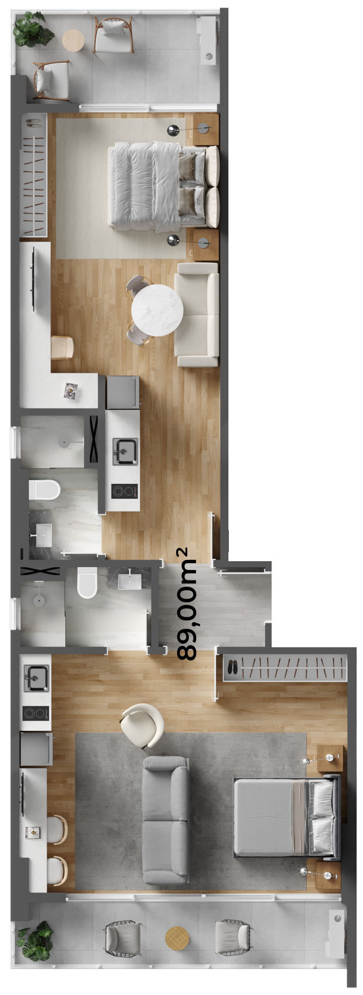 Planta 08 - 2 dorm 89 00m² - junção